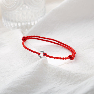 Lucky Clasp  S925 Sterling Silver Braided Rope Anklet