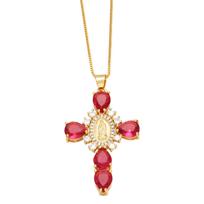 Our Lady of the Cross Gemstone Necklace