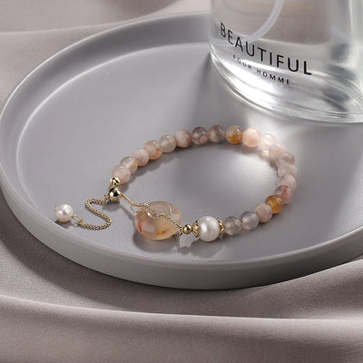 Lucky Buckle •  Natural Sakura Agate Bracelet