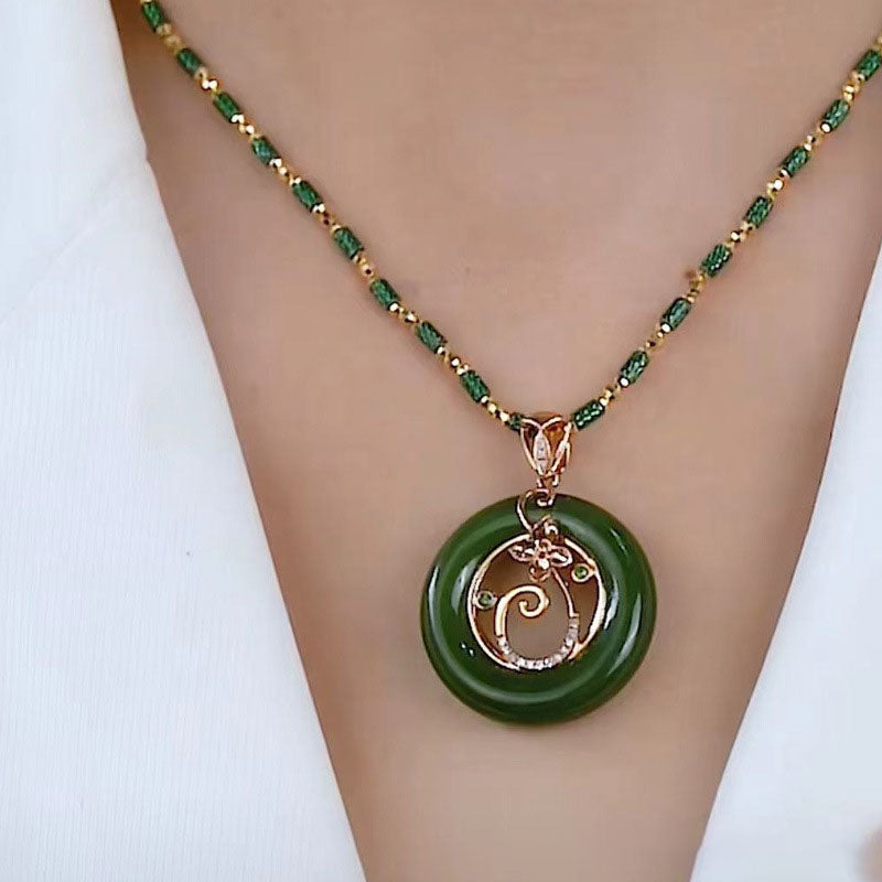 Lucky buckle • Natural Emerald Jade Stone Necklace