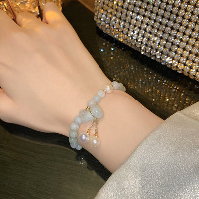 Gourd ? Emerald Jade Stone Pearl Bracelet