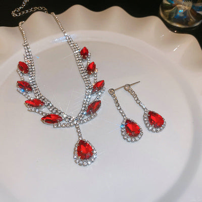 Rhinestone-Red Crystal Duo Necklace