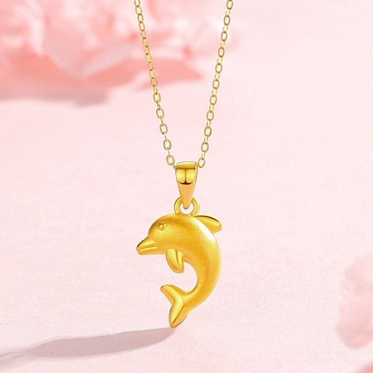 Vietnamese alluvial gold dolphin metal necklace