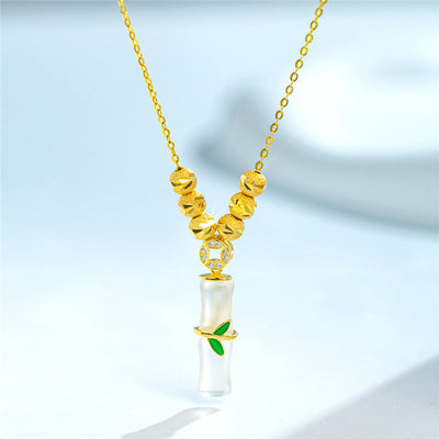 Jade Bamboo Pendant Necklace