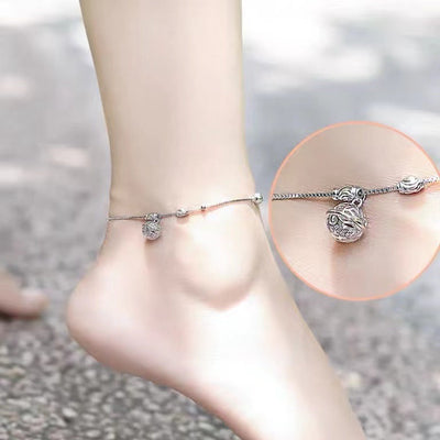 S925 sterling silver bell anklet