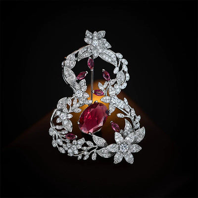 Heavy-duty micro-inlaid zircon gourd brooch