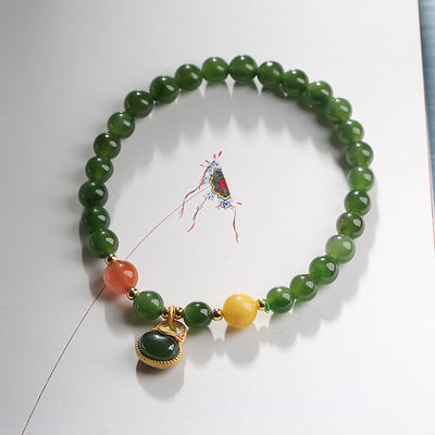 Vitality • Natural Emerald Jade stone bracelet