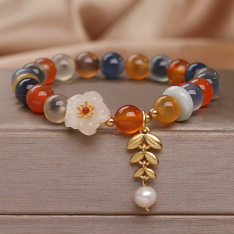 Ears of Wheat • Loose Heart Agate Bracelet