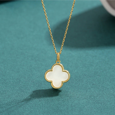 Four Leaf Clover • Emerald Jade stone necklace