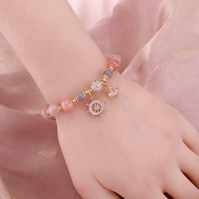 Pirate Ship?Strawberry Crystal Moonstone Bracelet