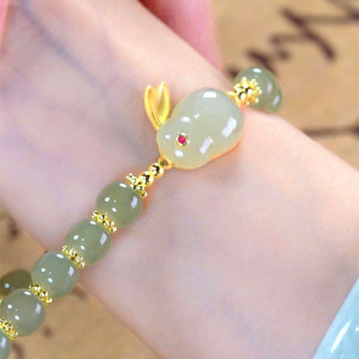 Adventure Bunny • Emerald Jade stone bracelet
