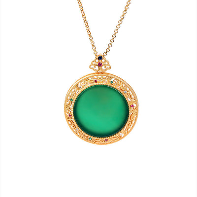 Clouds Jade Plate Pendant Necklace