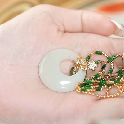 Water drop ring emerald Jade stone pendant necklace