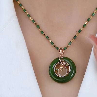 Lucky buckle • Natural Emerald Jade Stone Necklace