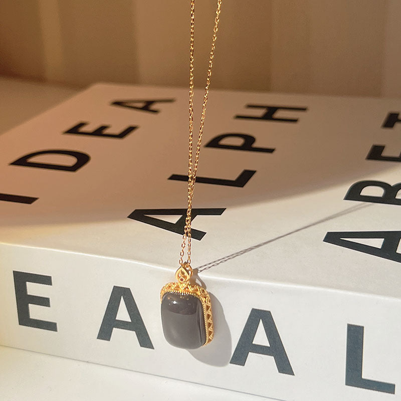 Peace • Health • Natural Smoked purple jade necklace