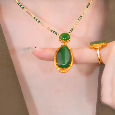 Natural Emerald Jade Stone Necklace