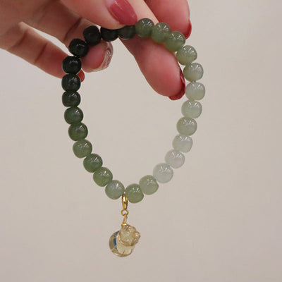 Lucky Bag ? gradient Emerald Jade stone bracelet