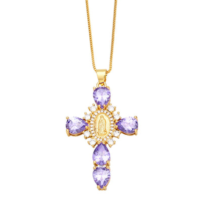 Our Lady of the Cross Gemstone Necklace