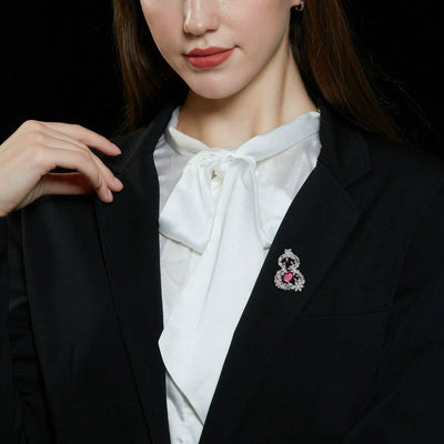 Heavy-duty micro-inlaid zircon gourd brooch