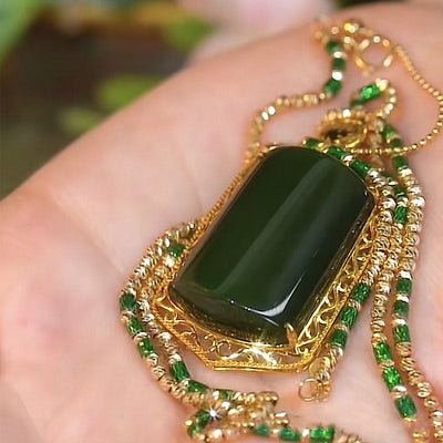 Rectangular natural agate necklace