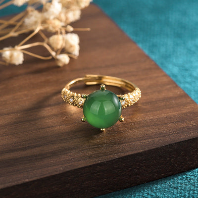 Emerald Jade Stone Happiness Ring