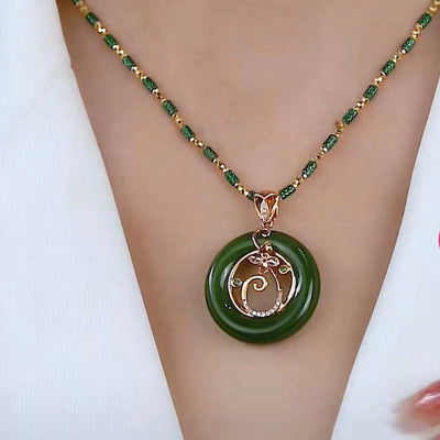 Lucky buckle • Natural Emerald Jade Stone Necklace