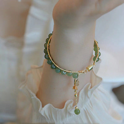 Lucky Butterfly • Emerald Jade stone bracelet