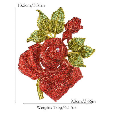 Full diamond rose alloy brooch