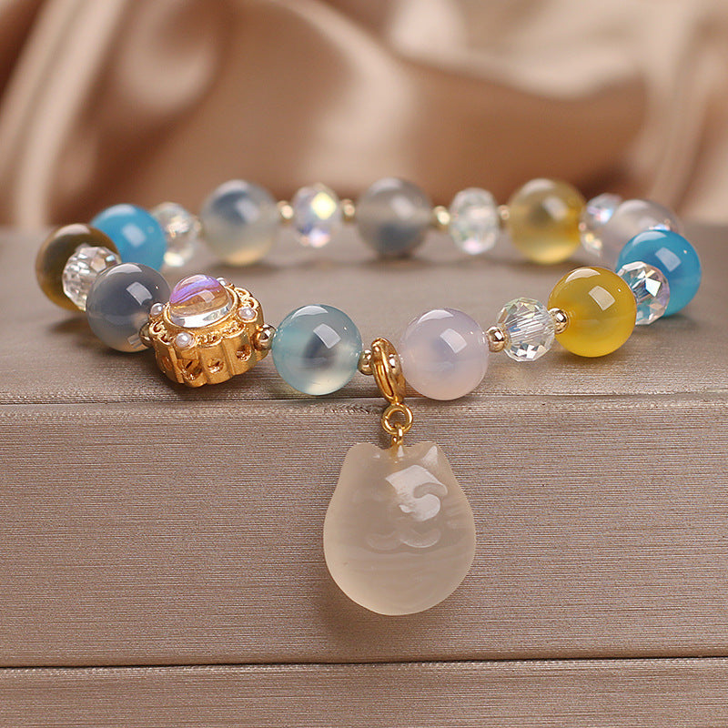 Lucky Cat • Sugar Heart Agate Bracelet