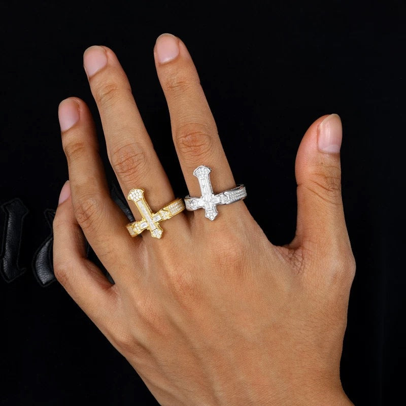Cross diamond ring