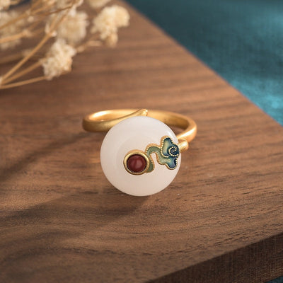 Lucky Clasp Emerald Jade Stone Ring