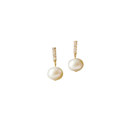 Natural Freshwater Pearl Diamond Stud Earrings