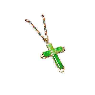Cross Emerald Jade stone necklace