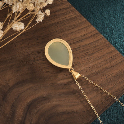 Emerald Jade stone lotus pendant necklace
