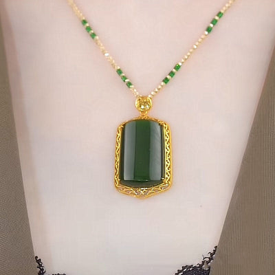 Rectangular natural agate necklace