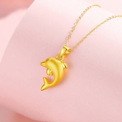 Vietnamese alluvial gold dolphin metal necklace