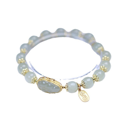 Wealth Leaf Emerald Jade Stone Bracelet