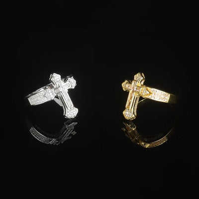Cross diamond ring