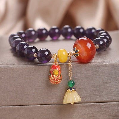 Lucky?Natural Amethyst Lotus Bracelet
