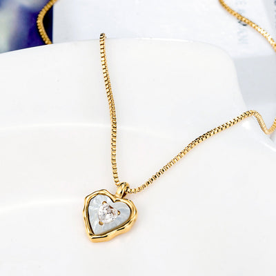 18K Gold White Shell Heart Necklace