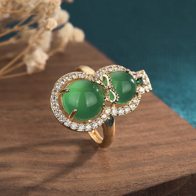 Purifying Gourd Emerald Jade Stone Ring