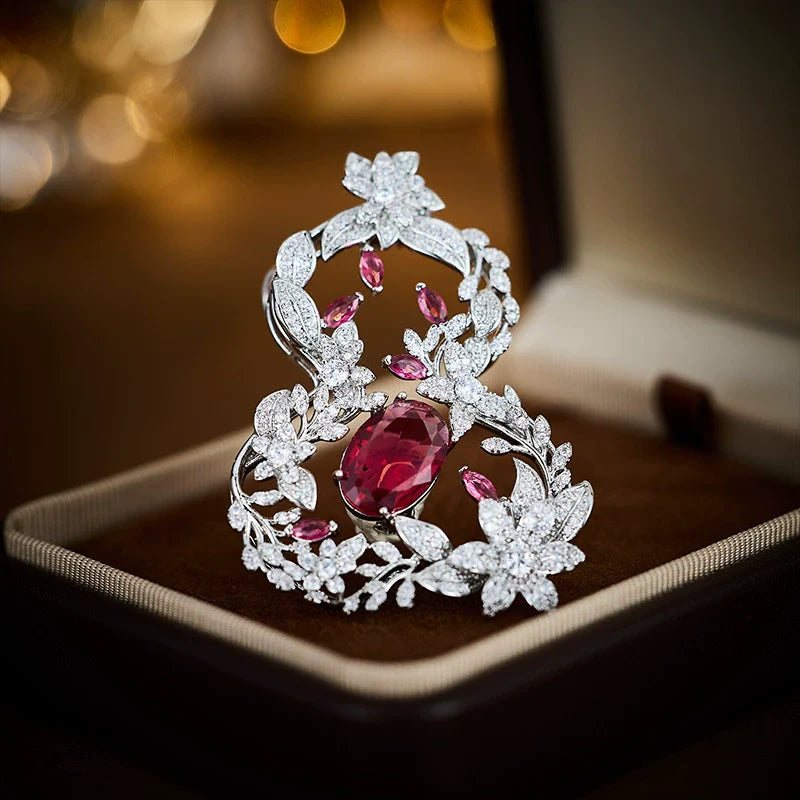 Heavy-duty micro-inlaid zircon gourd brooch