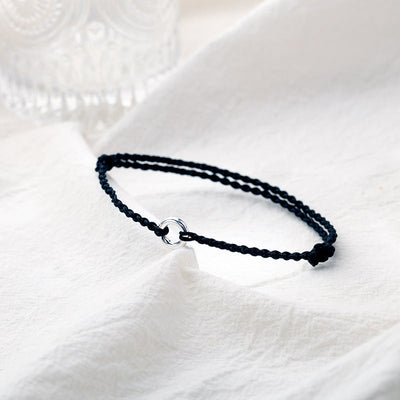 Lucky Clasp  S925 Sterling Silver Braided Rope Anklet