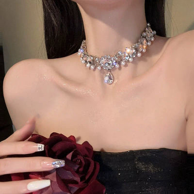 Diamond • Crystal Pearl Necklace