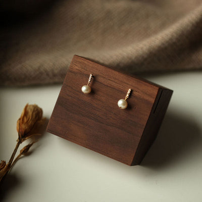 Natural Freshwater Pearl Diamond Stud Earrings