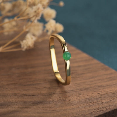 Square metal ring with chalcedony