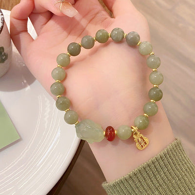 Energy Guardian • Natural Emerald Jade stone bracelet
