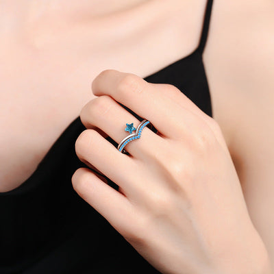 Star-Cut Aquamarine Pavé Ring