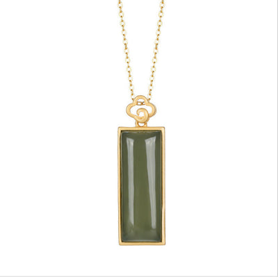Natural Emerald Jade Stone Pendant Necklace
