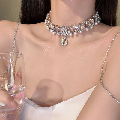 Diamond • Crystal Pearl Necklace